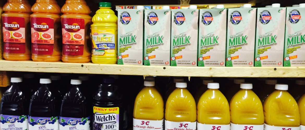 Our juice/milk shelves